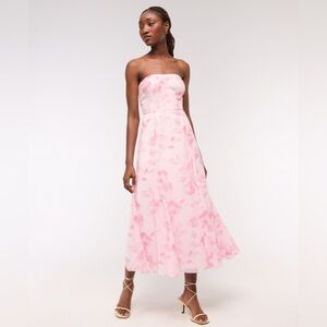 ABERCROMBIE Camille Godet Strapless Dress Pink Coquette Fairy Whimsical Size XL